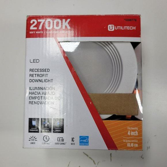 Utilitech LED Recessed Retrofit Down Light 2700K Soft White 4 inch - Picture 1 of 7